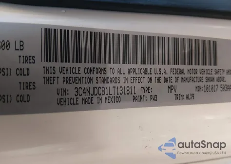 2020 Jeep Compass Limited 4X4 z USA, uszkodzony, nr VIN 3C4NJDCB1LT131811